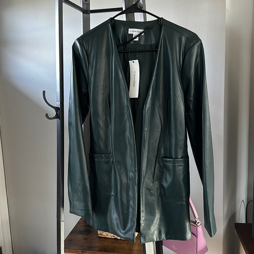 Green leather Blazer